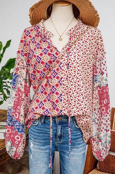 Floral Patchwork Printed Blouse