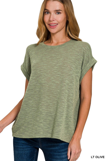 LIGHT OLIVE HACCI SLUB TEE