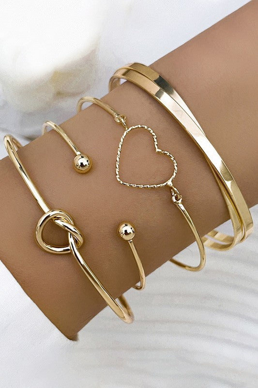 Gold Love Geometric Cross Plated Bracelet Set