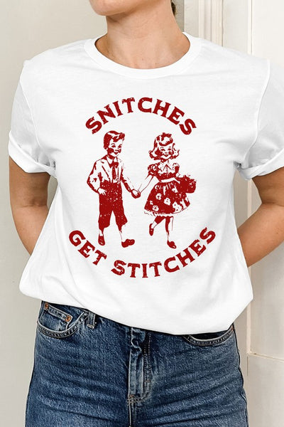 Snitches Get Stitches Basic Graphic Tee