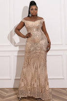 2025 Luxe Off-Shoulder Plus Gown🤍-Market Grey Boutique