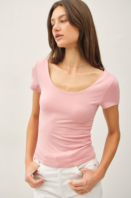 DUSTY PINK CAP SLEEVE TOP