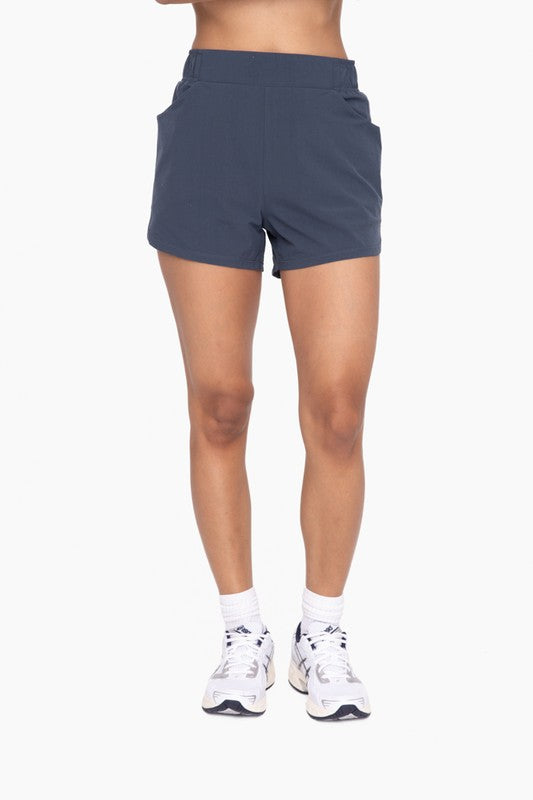 Midnight Navy Curved Hemline Athleisure Shorts