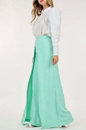 Mint Pleated Front Wide Leg Pants