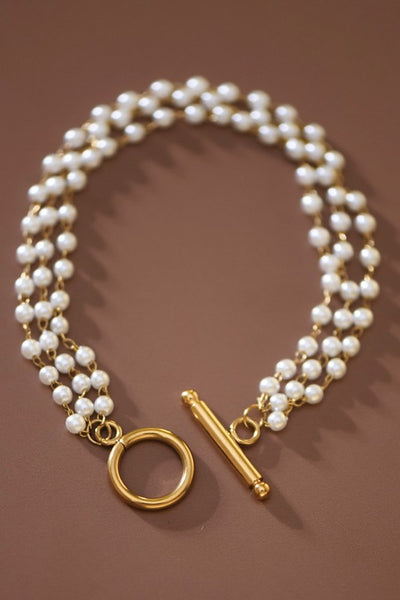 Non-Tarnish Stainless Steel Pearl Detail Bracelet