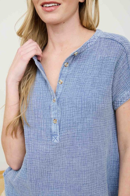 Chambray Henley Top
