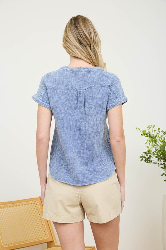 Chambray Henley Top
