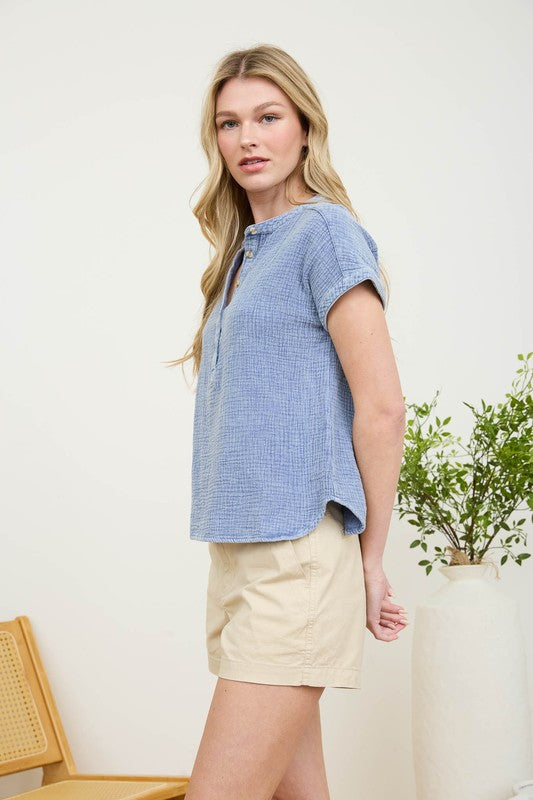 Chambray Henley Top