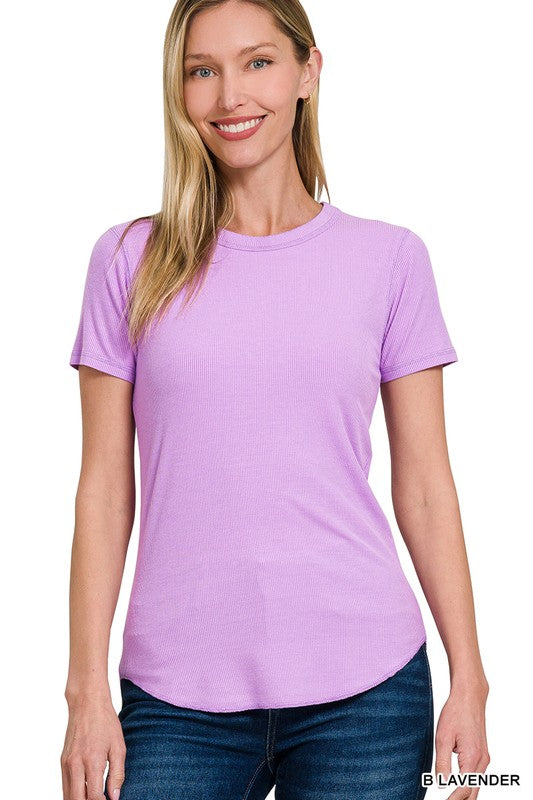Lavender Ribbed Roundneck Tee