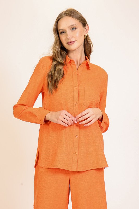 Orange You Cute Button Down Top