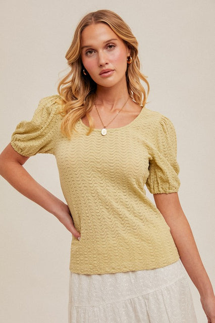 Kiwi Bubble Sleeve Top
