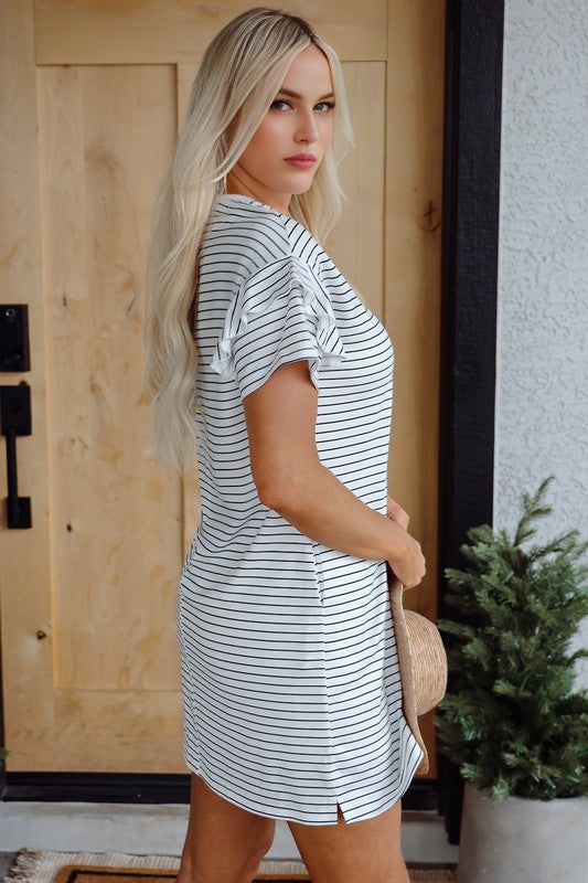 Stripe Crew Neck T Shirt Dress