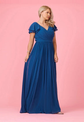 Teal Short Sleeve Formal Mother Of The Bride Dress