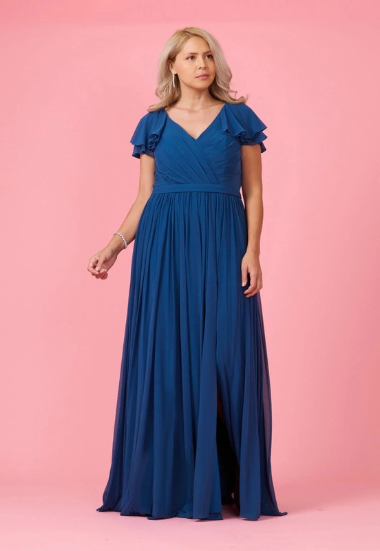 Teal Short Sleeve Formal Mother Of The Bride Dress