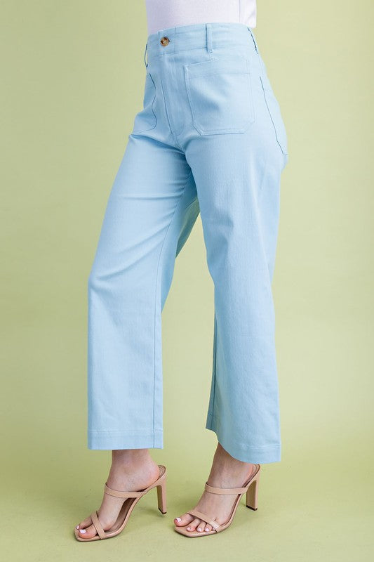 Sky Blue Ankle Cropped Pant