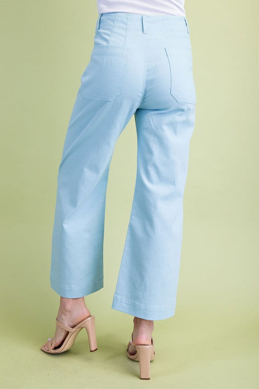 Sky Blue Ankle Cropped Pant