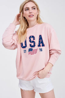 USA Pink Terry Sweatshirt