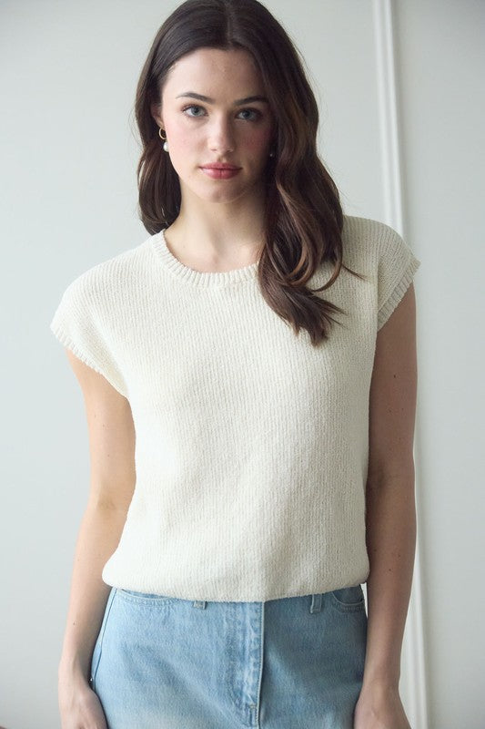 Back Bow Tie Short Sleeve Sweater Top