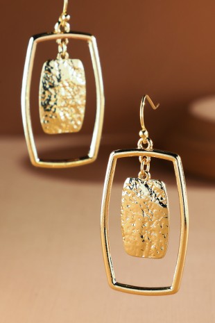 Double Layer Hammered Square Earrings