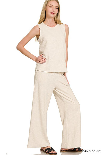 Light Beige Cotton Slub Set