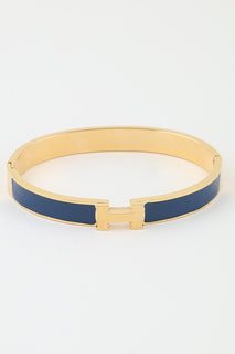 Gold/Navy H Cuff Bracelet
