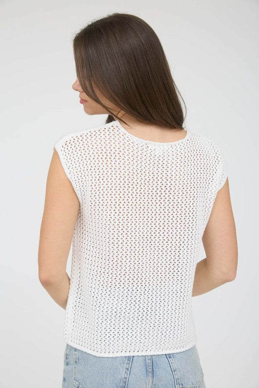 American Flag Crochet Knit Sweater Top