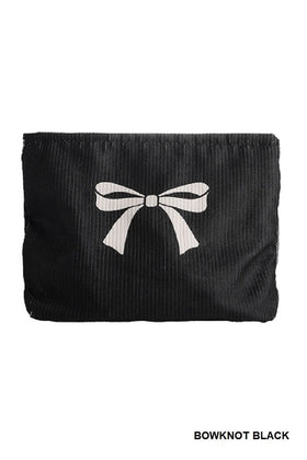 Black Bowknot Pattern Makeup Cosmetic Clutch Bag