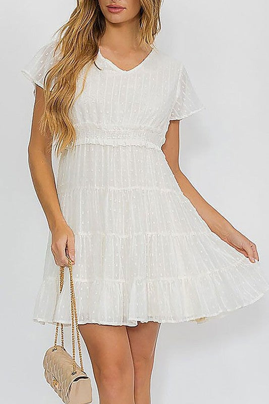 Sweet Ivory Swiss Detailed Mini Dress