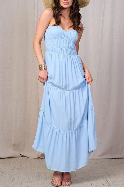 Periwinkle Smock Tiered Maxi Dress