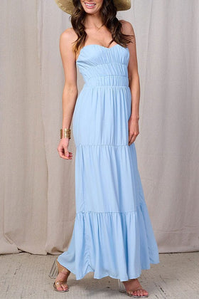 Periwinkle Smock Tiered Maxi Dress