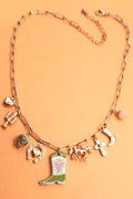 Western Boot Horse Cross Charm Necklace