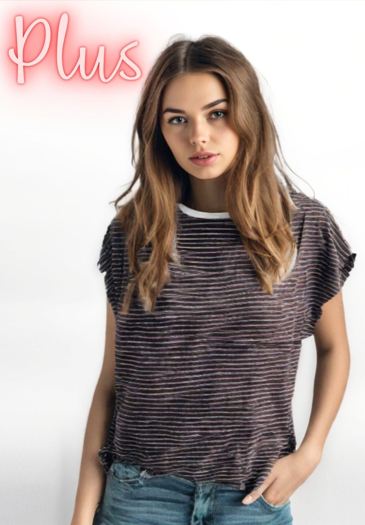 Brown Stripe Casual Top-Market Grey Boutique