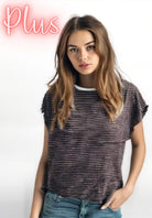 Brown Stripe Casual Top-Market Grey Boutique