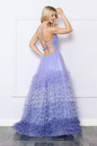 Preview only - 2026 Periwinkle Ombre Strapless Ruffle Gown🤍-Market Grey Boutique