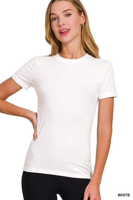 ZENANA PERFECT BASIC COTTON TEE-WHITE