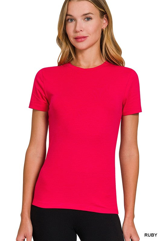 ZENANA PERFECT BASIC COTTON TEE - RED