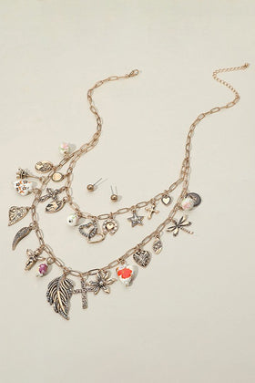 Boho Floral Horseshoe Layered Necklace