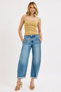 Risen Slouchy Barrel Roll Up Jeans