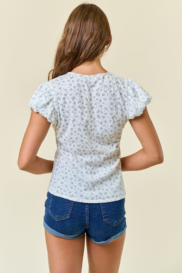 Floral Knit Puff Tee