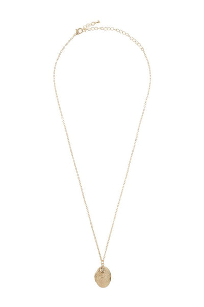 Gold Antique Pattern Oval Pendant Necklace