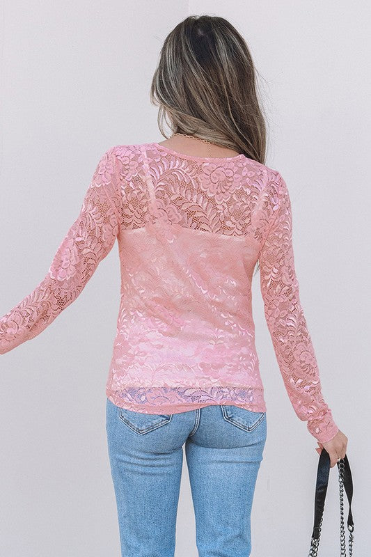 Summer Blossom Lace Sheer Floral Top