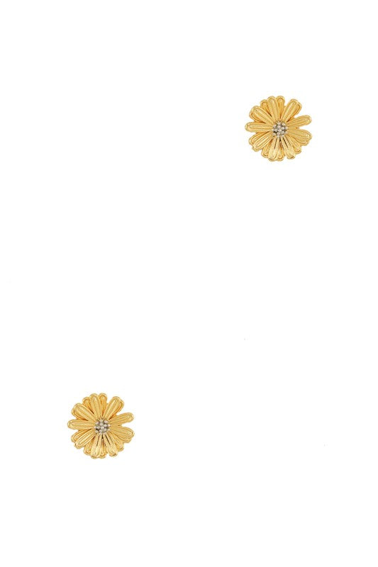 Mini Rhinestone Metal Flower Stud Earring