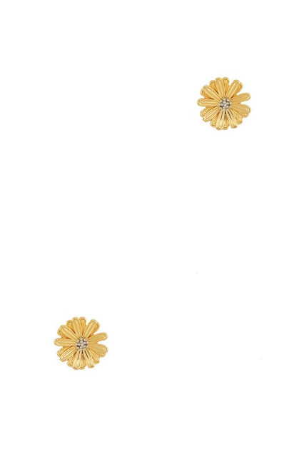 Mini Rhinestone Metal Flower Stud Earring