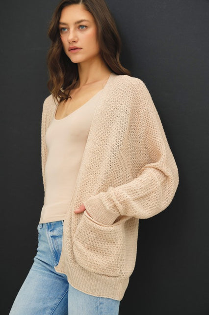 Beige Kimono Crochet Cardigan