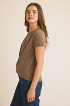 Cappuccino Twist Front Blouse-Market Grey Boutique