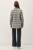 Heather Grey Cotton Classic Plaid Button Up-Market Grey Boutique