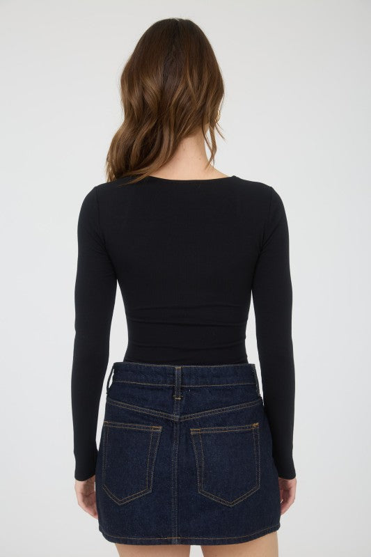 Juniors - Square Neck Ruched Top