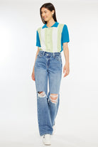 KC Debra HR 90’s Criss Cross Straight Jean-Market Grey Boutique