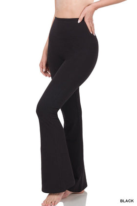 Wide Waistband Cotton Yoga Flares