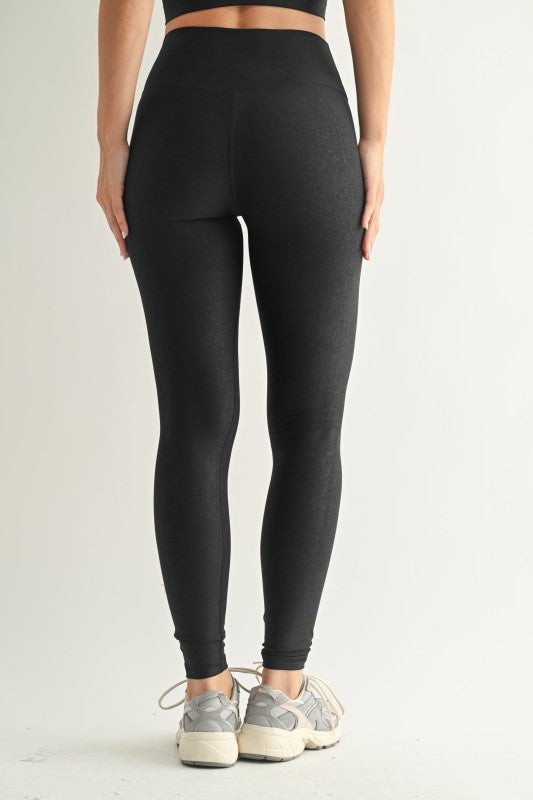 Black Foil Crossover Leggings